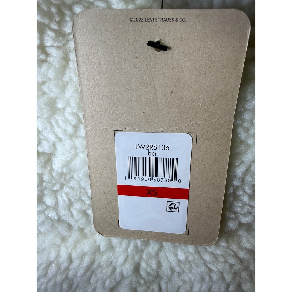Levi's Sherpa Hooded Long Coat Women XS Cream Faux Leather Trim LW2RS136 - Picture 7 of 14